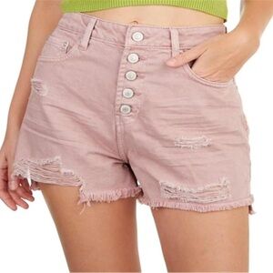 (Q2) FREE PEOPLE PINK SWOON DENIM SHORTS DISGED SIZE 28